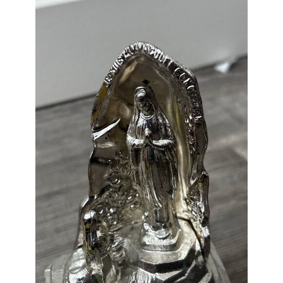 Vintage Antique French Marry Of Our Lady Of Lourdes Silver Catholic Christian St - Picture 2 of 4